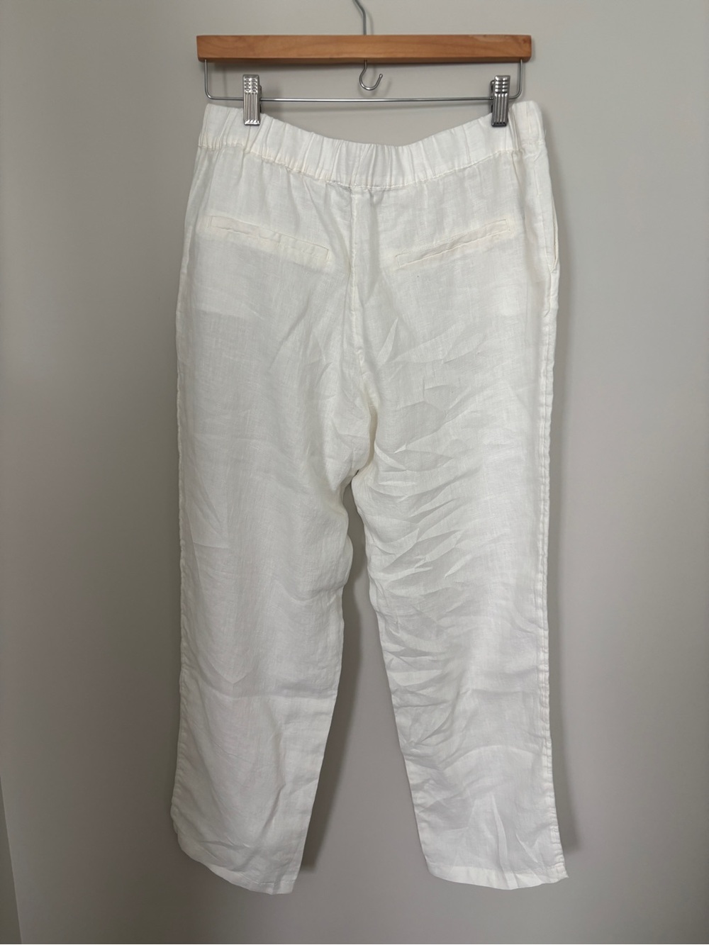 Nordstrom Mango 100%Linen Drawstring Pants Size L - waist 17” - 20” - inseam 29” - Picture 4 of 5
